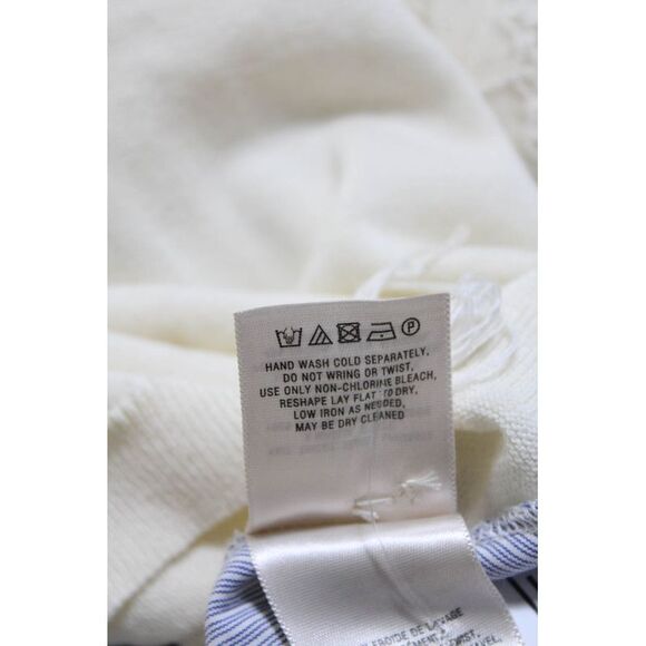 Moth Anthropologie Womens Short Sleeves Sweater White Blue Size Extra Small - Picture 5 of 5